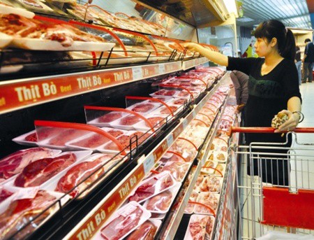 Thịt bò bày bán ở siêu thị