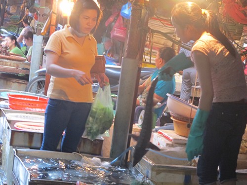 Chợ ở Hà Nội bày bán nhiều loại cá nhập từ Trung Quốc