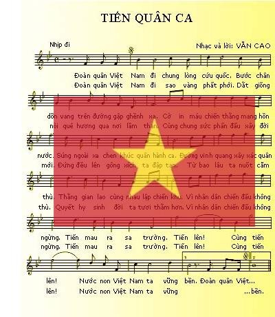 Bài hát "Tiến Quân ca" của nhạc sĩ Văn Cao.