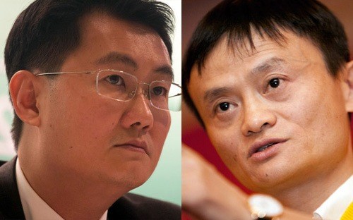 Pony Ma (bên trái) và Jack Ma, hai vị chủ tịch của Tencent và Alibab