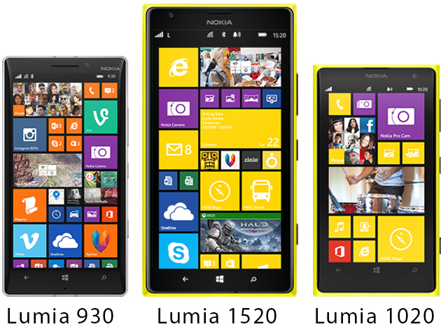  Lumia 930, Lumia 1520 và Lumia 1020