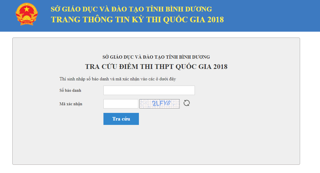 Tra cứu điểm thi THPT quốc gia tỉnh Bình Dương năm 2018 nhanh và chính xác nhất