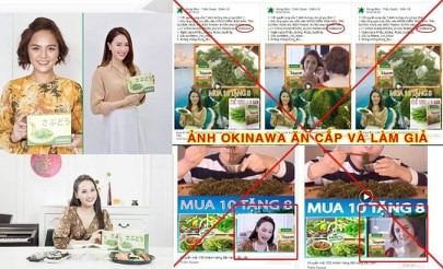 Sử dụng trái phép hình ảnh nghệ sĩ để quảng cáo, rong nho Okinawa đang lừa dối người tiêu dùng
