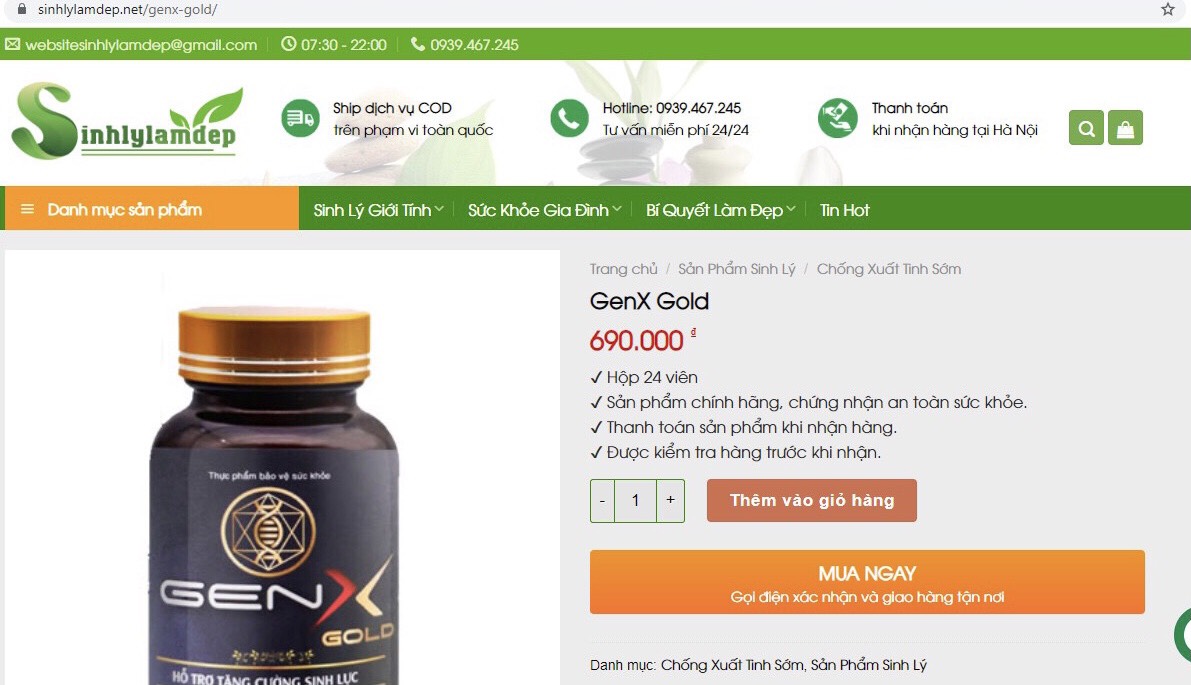 Sản phẩm GENX GOLD: Vi phạm luật quảng cáo nhưng vẫn được rao bán 'đầy rẫy' trên chợ online?