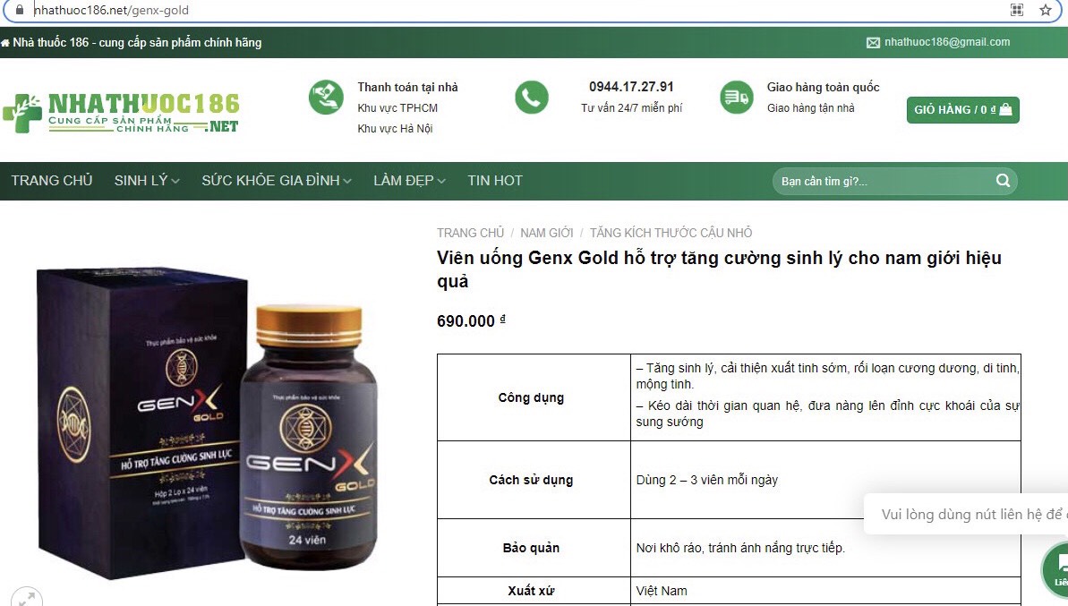 Sản phẩm GENX GOLD: Vi phạm luật quảng cáo nhưng vẫn được rao bán 'đầy rẫy' trên chợ online?