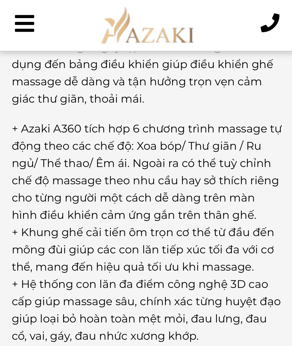 Công ty Cổ phần thương mại quốc tế Azaki có đang cố tình ‘thổi phồng’ công dụng ghế massage Azaki?
