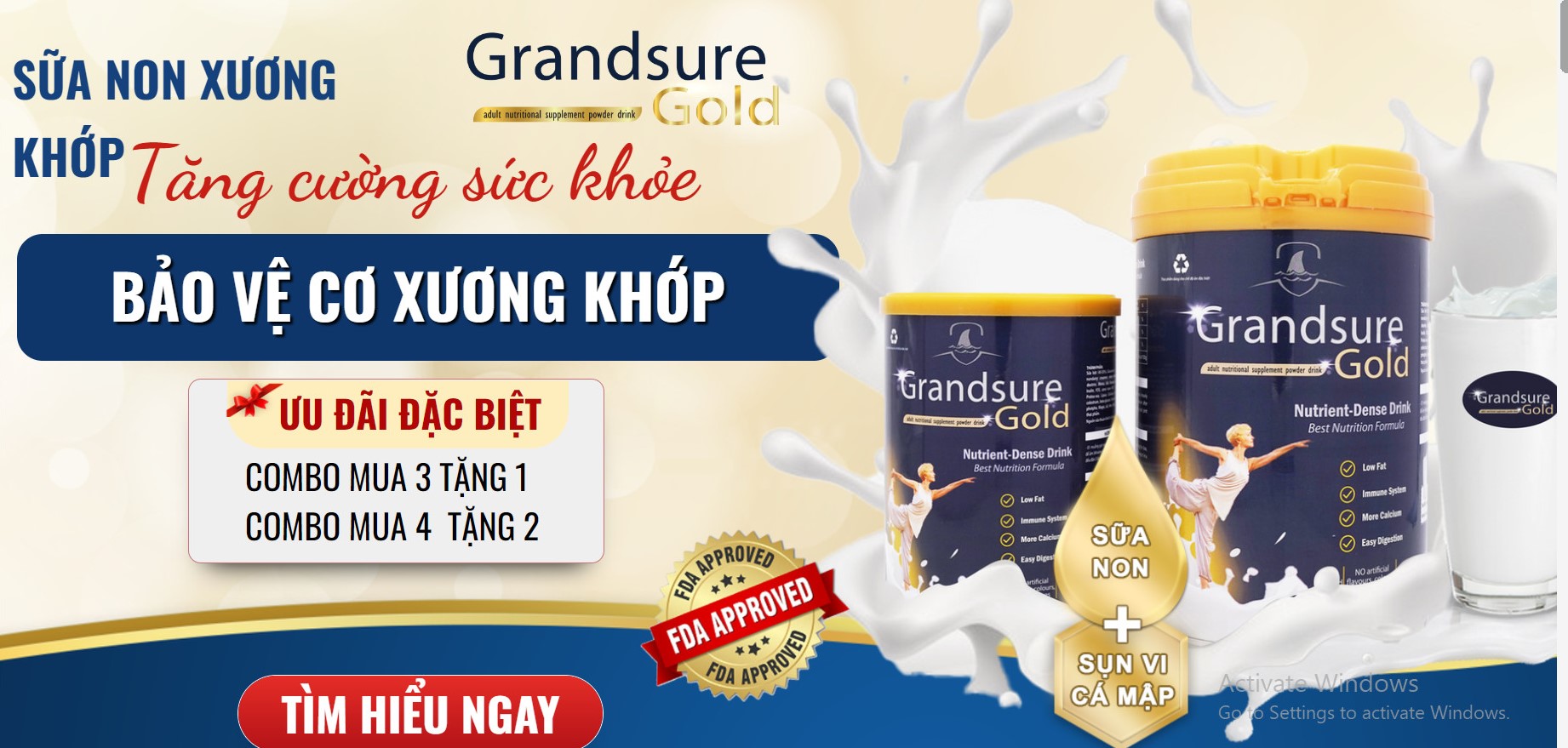  Sữa non GrandSure Gold quảng cáo có dấu hiệu lừa dối người dùng.
