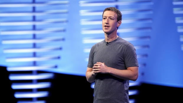 Hình ảnh CEO Facebook Mark Zuckerberg tại F8. Ảnh: Cbsnews