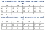 Đáp án đề thi môn Toán mã đề 105, 106, 107, 108, 109, 110 nhanh nhất