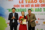 Trao giải cuộc thi viết và báo chí viết về: ‘Nói không với rác thải nhựa’