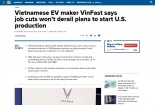 CNBC: VinFast sản xuất xe điện tại Mỹ từ năm 2024