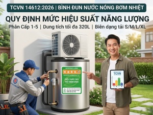 Tiêu chuẩn về hiệu suất năng lượng bình đun nước nóng công nghệ bơm nhiệt