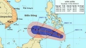 Xuất hiện áp thấp nhiệt đới gần Biển Đông