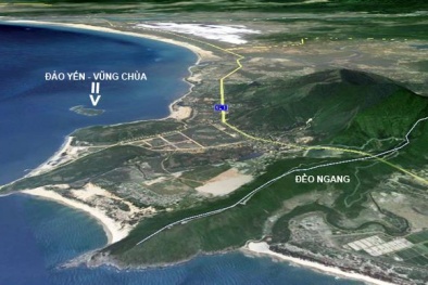 Hình ảnh Đảo Yến - Vũng Chùa nơi yên nghỉ của Đại tướng nhìn từ vệ tinh