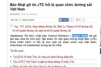 Không có chuyện báo Nhật gỡ tin hối lộ quan chức Việt Nam