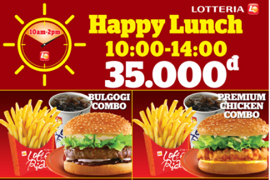 Khuyến mãi hấp dẫn Lotteria Happy Lunch tháng 4-2014