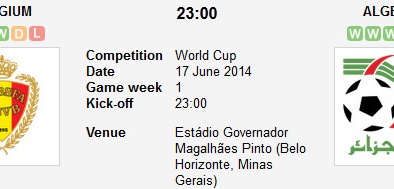 Link sopcast xem trực tiếp trận Bỉ vs Algeria World Cup 2014