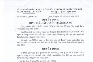 Tòa án đình chỉ giải quyết vụ ĐH Tôn Đức Thắng kiện GS Nguyễn Đăng Hưng