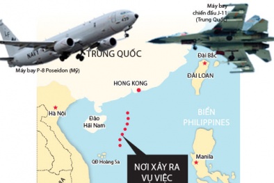 Máy bay chiến đấu Trung Quốc gây hấn máy bay trinh sát Mỹ