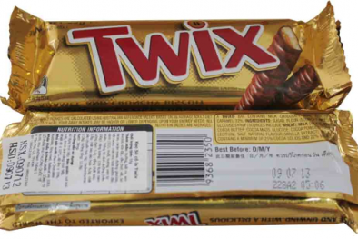 Kẹo sô cô la Twix chứa các thành phần có thể gây dị ứng