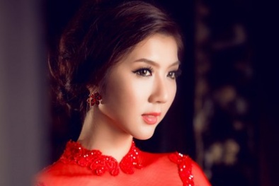 Quyến rũ như cô dâu Ngọc Quyên trong tà áo dài đỏ truyền thống