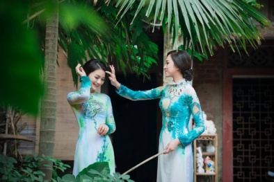 Ngắm Diệu Hương  e ấp trong tà áo dài truyền thống