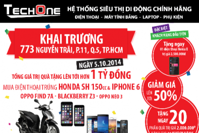 TechOne khuyến mại lớn dịp khai trương showroom thứ 10