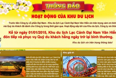 Khu du lịch Đại Nam mở cửa đúng ngày Chủ tịch tỉnh Bình Dương nghỉ hưu