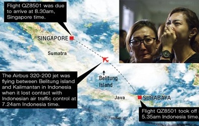 Máy bay AirAsia chở 162 người có thể đã rơi xuống biển