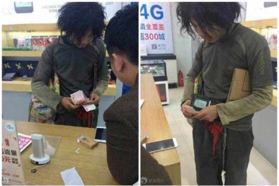 “Đại gia” ăn mày mua liền 2 chiếc iPhone 6 Plus