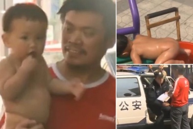 Cha bắt con nhỏ khỏa thân ngồi nước lạnh để 'tôi luyện'