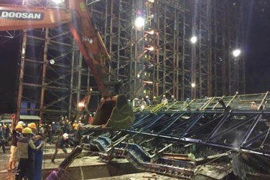 Sập giàn giáo ở Vũng Áng: Thi thể hai nạn nhân vẫn vùi trong đống đổ nát 