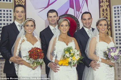 Chú rể ‘hoa mắt’ vì chị em sinh ba cưới chung ngày