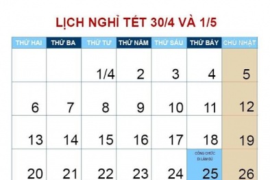 Lịch nghỉ lễ dài 6 ngày dịp 30 tháng 4 và mồng 1 tháng 5