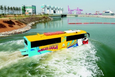 Độc đáo xe buýt 'lưỡng cư' chạy dưới nước 