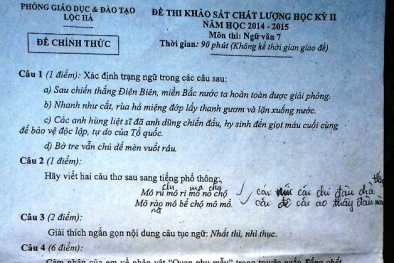 ‘Mắt tròn mắt dẹt’ với đề thi Ngữ văn dùng tiếng Hà Tĩnh          