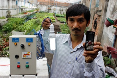 Hệ thống tưới rau qua điện thoại di động độc nhất ở Việt Nam