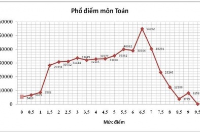 Phổ điểm môn Toán và tiếng Anh kỳ thi THPT quốc gia 2015 có hình dạng kỳ lạ
