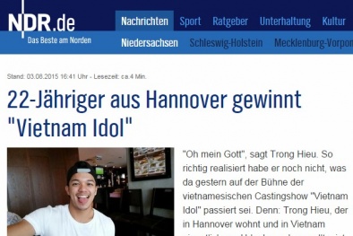 Báo chí Đức cũng rầm rộ đưa tin về Quán quân Vietnam Idol 2015