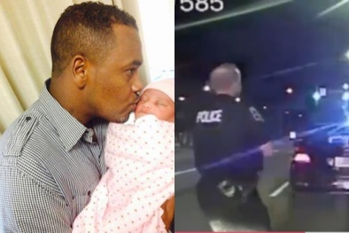 Cảnh sát đỡ đẻ cho người vi phạm giao thông ngay trên đường