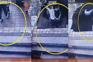 Kinh hoàng giây phút hố tử thần nuốt trọn 5 người đợi xe buýt 
