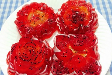 Cách làm bánh trung thu rau câu thanh long đỏ nhìn là mê