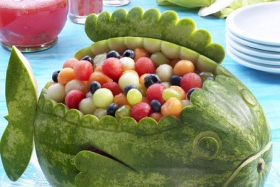 Cách tỉa dưa hấu hình cá chép đón Trung thu