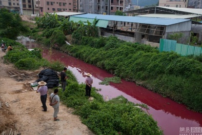 Trung Quốc xuất hiện dòng suối máu bất thường