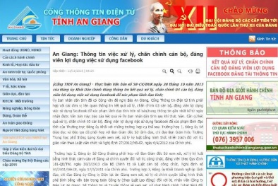 An Giang xử lý kỷ luật 3 cán bộ nói xấu lãnh đạo tỉnh trên Facebook