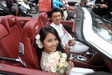 Ca nương Kiều Anh giản dị trên xe cưới bạc tỷ