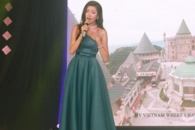 Á hậu Quốc tế Thúy Vân bất ngờ diện váy gợi cảm hát My Vietnam