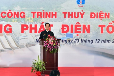 Thủ tướng dự lễ Phát điện Tổ máy số 1 Thủy điện Lai Châu