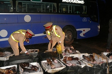 Hơn nửa tấn chân trâu bò bốc mùi hôi thối bị bắt giữ