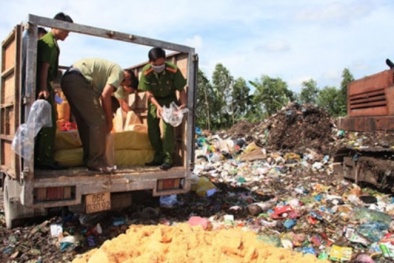 Tổ chức tiêu hủy gần 1 tấn ruốc mốc xanh